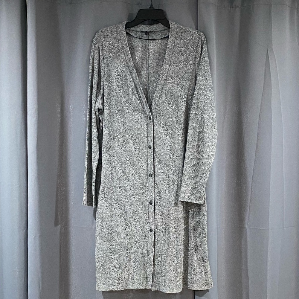 Lane Bryant Duster ribbed button up cardigan- gray size 14/16